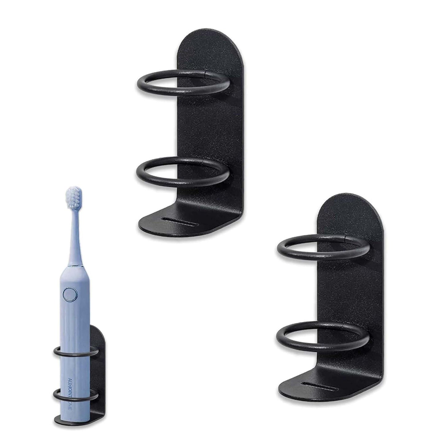 2 Packs Electric Toothbrush Holder, Wall Mounted, Self-Adhesive, Stick On The Wall For Bathroom, Non-Drilling (Black)