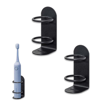2 Packs Electric Toothbrush Holder, Wall Mounted, Self-Adhesive, Stick On The Wall For Bathroom, Non-Drilling (Black)