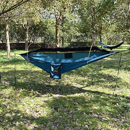 AnorTrek Professional Camping Hammock with Mosquito Net, Lightweight Portable Double Hammock with Two 10 FT Hammock Tree Straps, 230T Nylon Hammock for Camping Hiking Garden Backpacking (Green)