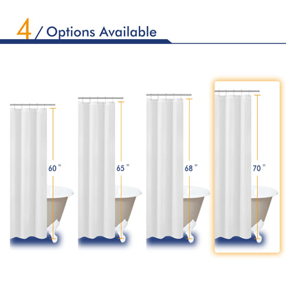 N&Y HOME Fabric Shower Curtain Liner 69 x 70 inches, Hotel Quality, Washable, Water Resistant White Spa Bathroom Curtains with Grommets, 69x70