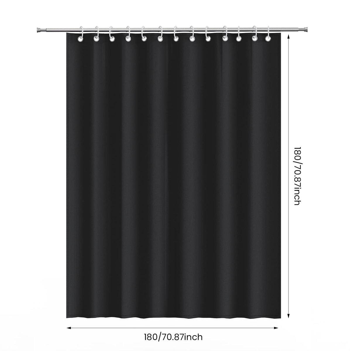 AKHTART Shower Curtain 100% Polyester, Extra Long Shower Curtain with 12 Hooks, Washable and Easy to Dry, Anti-Bacterial Mildew Resistant