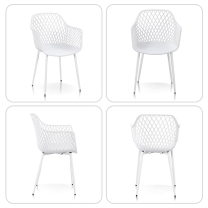 TAO ONE Dining Chairs with Arms, Modern Hollow Back Design Patio Dining Chairs, Living Room Plastic Armrest Side Chair