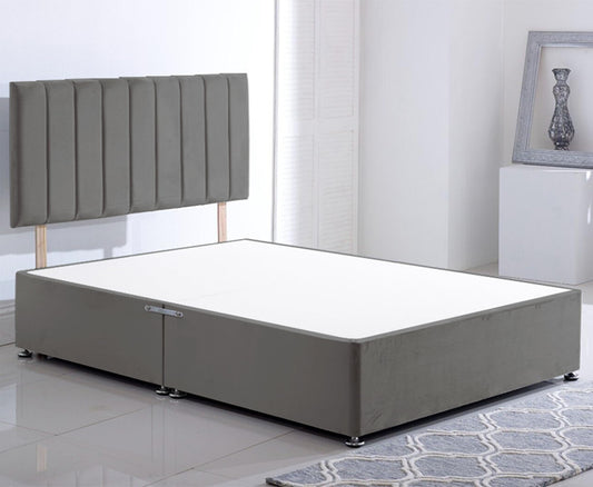 ComfoRest King Size Divan Bed with No Drawers - 5FT - (Grey Plush) - Minimalist Frame for Modern Bedrooms - Durable Design for Versatile Interiors -