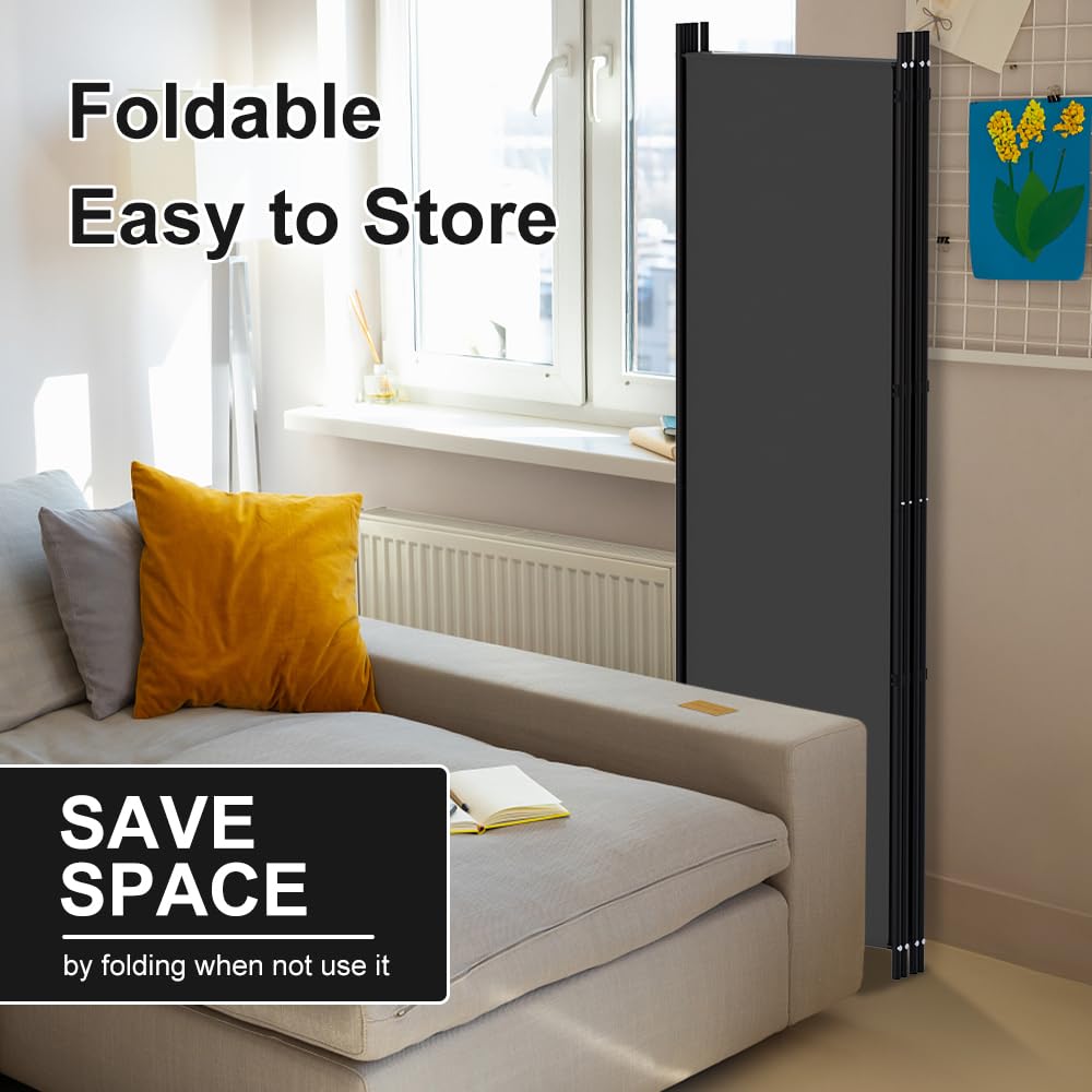 Kokorona Folding Room Divider 4 Panel, Portable Privacy Screen for Home Office, Partiton Wall Room Divider for Room Separation, Included-Cover Strips