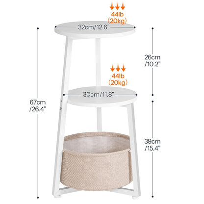 HOOBRO Round Side Table, 3 Tier Bedside Table with Storage Shelves, Accent Small Corner Table Compact Sofa Side Tables for Small Space in Living Room