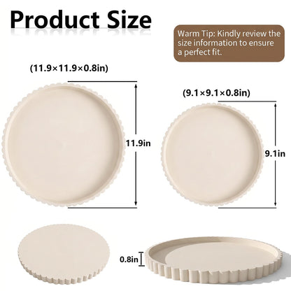 Silicone Bathroom Vanity Tray for Counter, 23×23 cm Decorative Tray Round with Scalloped Edge Vanity Storage Organizer
