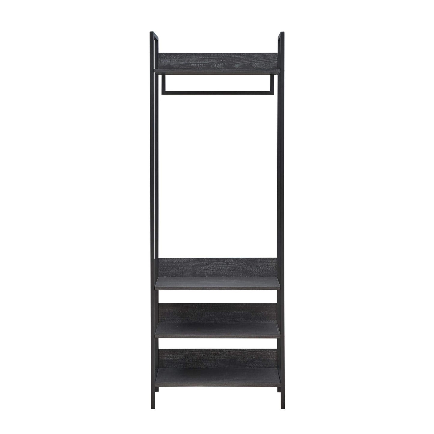 Timber Art Design UK Zahra Bedroom Double Open Wardrobe 4 Shelves Furniture Storage Cupboard Black