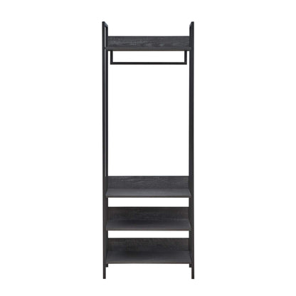 Timber Art Design UK Zahra Bedroom Double Open Wardrobe 4 Shelves Furniture Storage Cupboard Black