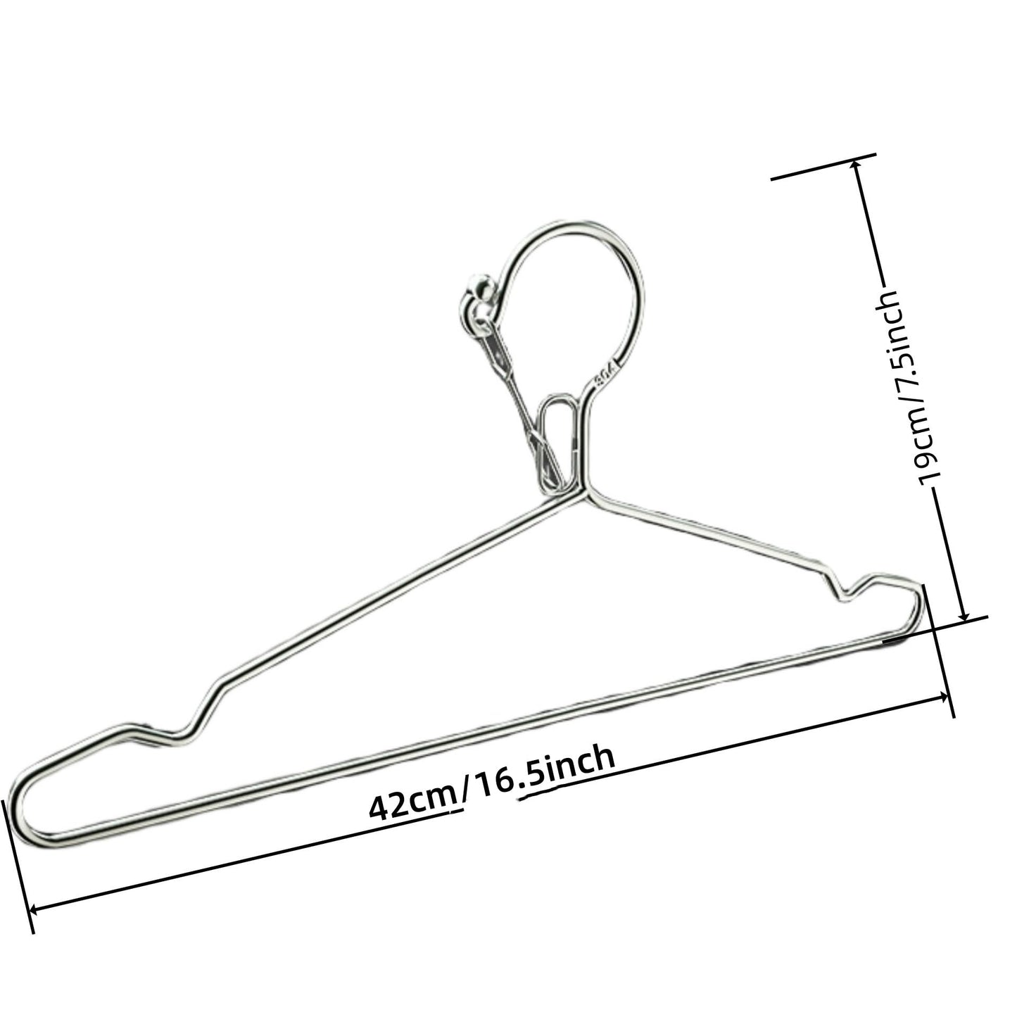 Trrcylp Wire Coat Hangers 10 Pack 25lbs Capacity 4mm Stainless Steel Slim Thin Heavy Duty Windproof Lock Hook Metal Space Saving Clothes Hangers for