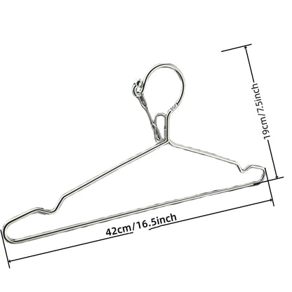 Trrcylp Wire Coat Hangers 10 Pack 25lbs Capacity 4mm Stainless Steel Slim Thin Heavy Duty Windproof Lock Hook Metal Space Saving Clothes Hangers for