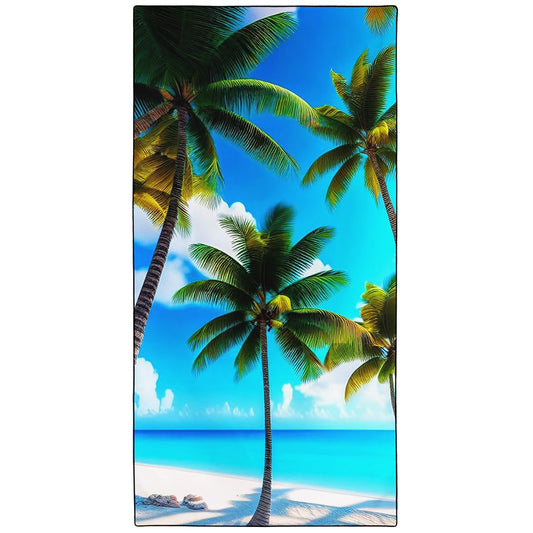 YISUMEI Blue Sea Coconut Tree Beach Towels for Adults Extra Large 180x90cm, Microfibre Quick Dry Towel for Travel Swimming Camping Sports
