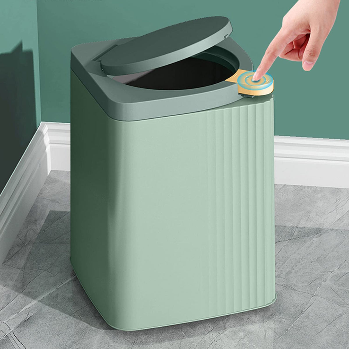 Zhongren Small Waste Paper Bin with Push Lid Kitchen Bathroom Living Bins Recycling Square Office Wastebasket Dustbin Home Bedroom Trash Can Garbage