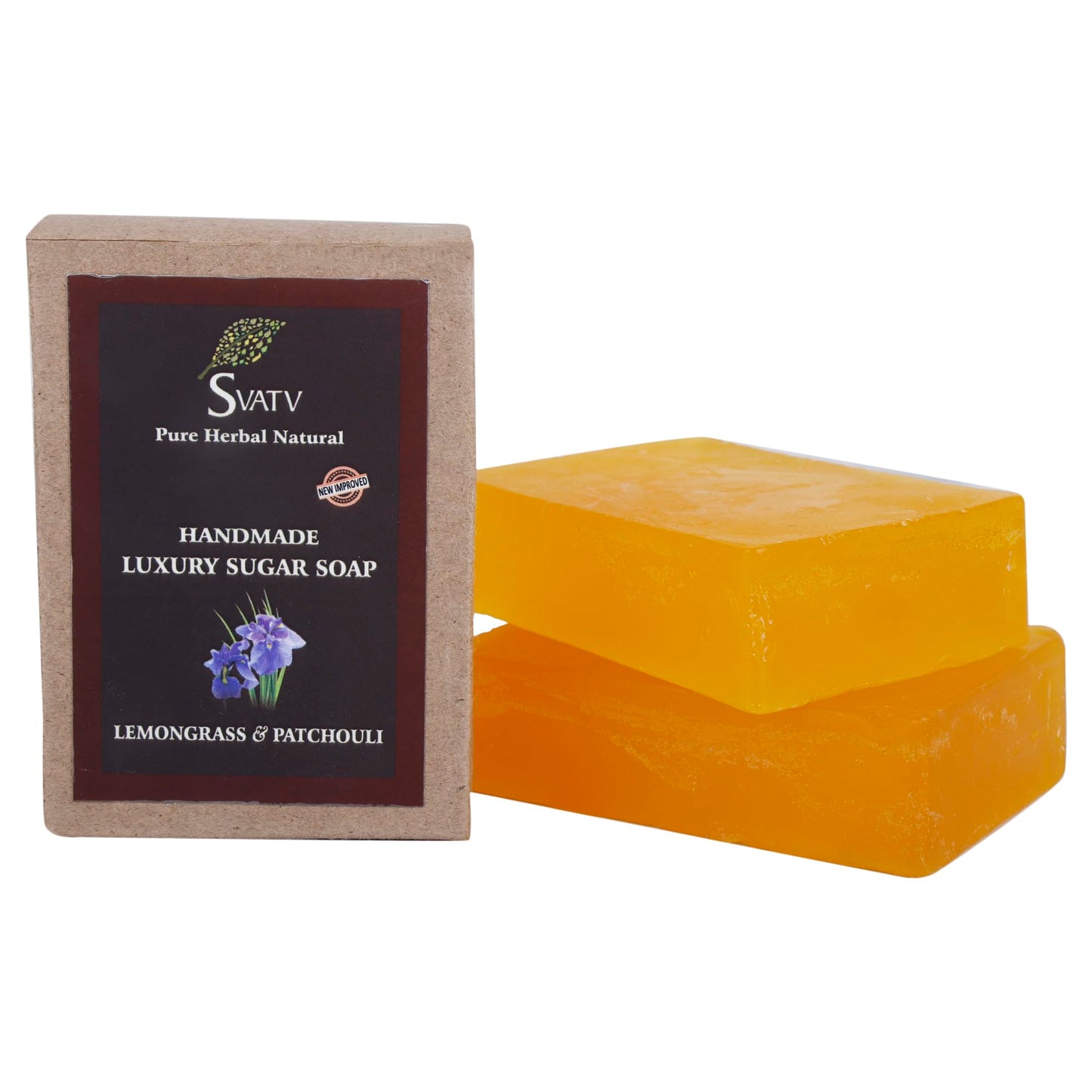 SVATV Soap Lemongrass & Patchouli - Best Exfoliating Bar, Traditional Ayurvedic Herbal Soap For All Skin Type - 125 Grams x 2 Bars