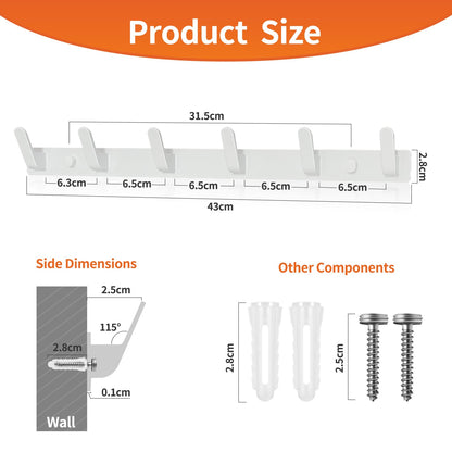 Sevenpers 2 Pack Coat Hooks Wall Mounted, Heavy Duty Coat Rack with 6 Hooks