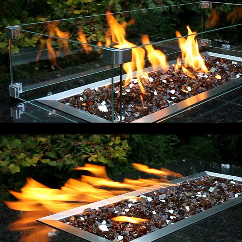 MESIDA 17.5"x17.5"x6" Fire Pit Glass Wind Guard, Tempered Glass Firepit Table Shield, Thick and Sturdy, with Hard Aluminum Corner Bracket & Rubber