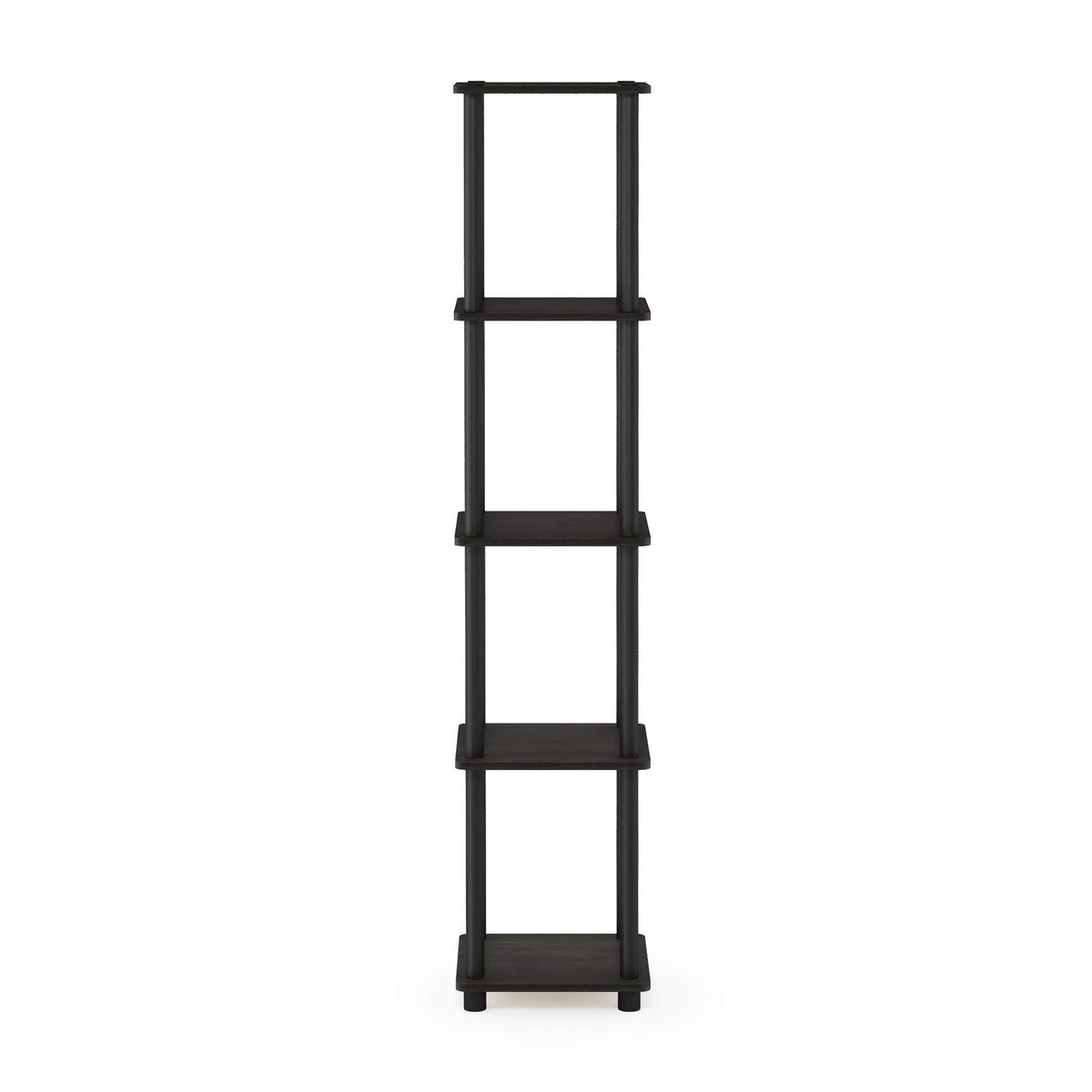Furinno TURN-N-TUBE Storage Shelves, 5-Tier Square Book Shelf, Corner Shelf, Toolless Open Shelves, Round Tubes, for Organization and Storage