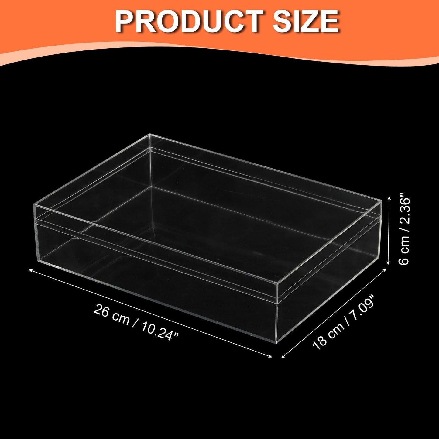 PATIKIL Acrylic Box with Lid 10.24" x 7.09" x 2.36", Clear Acrylic Display Boxes Plastic Square Cube Containers Storage Organizer for Candy Tiny