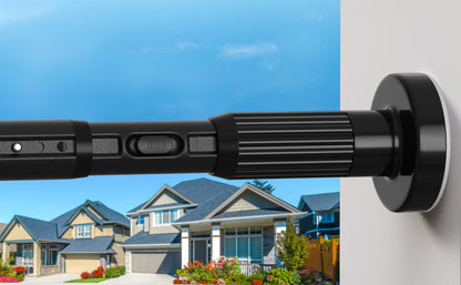 Heavy Duty Extendable Shower Curtain Pole 104-372cm Black No Drill
