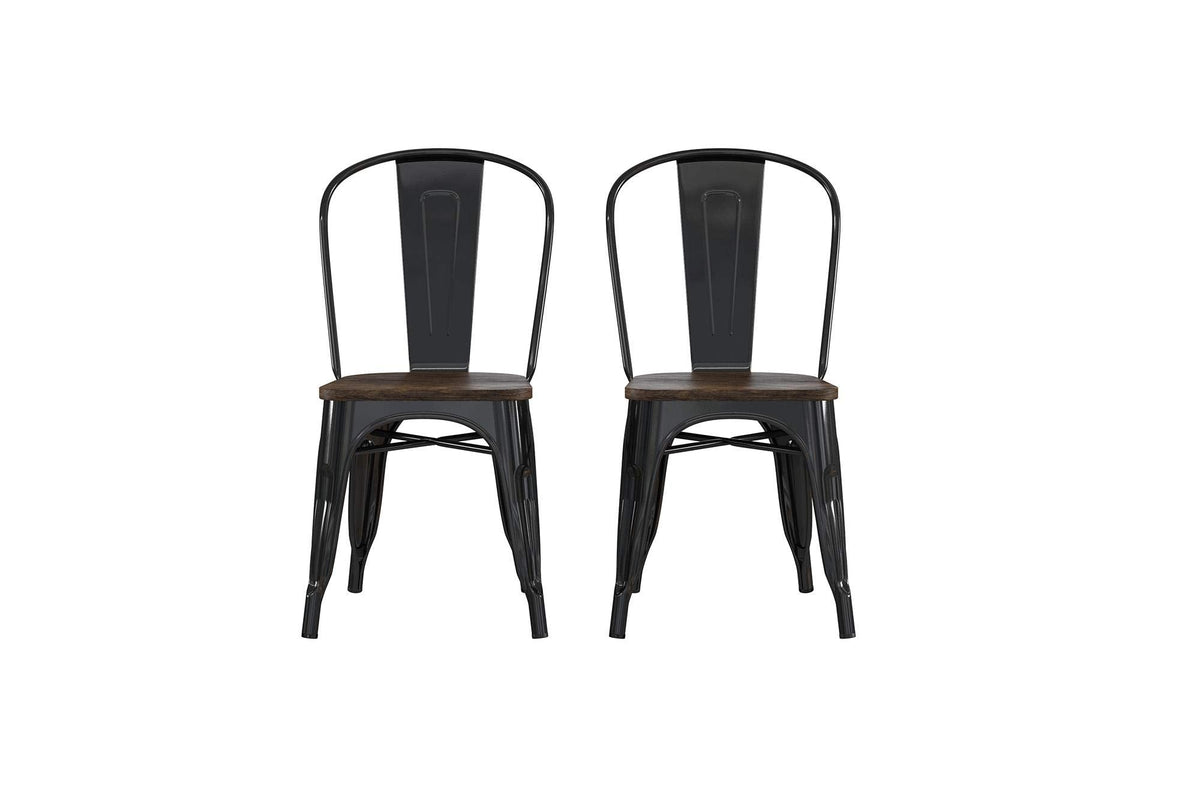 DHP Furniture Fusion Metal Dining Chair Black, Pack of 2