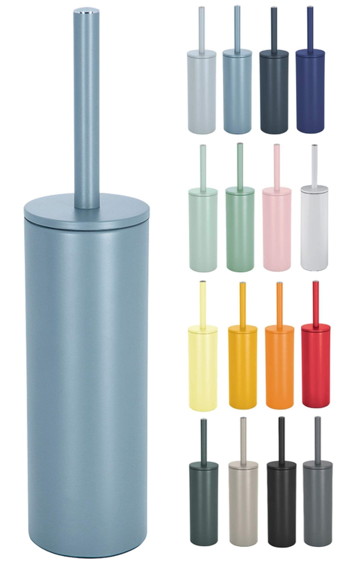 Spirella Akira Stainless Steel Toilet Brush with Hygienic Container Matte Blue