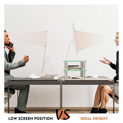 Hemudu 2 Pack Computer Monitor Stand Riser with Height Adjustable ‎56cm x 24cm Multi Media Desktop Stand for PC Computer Monitor