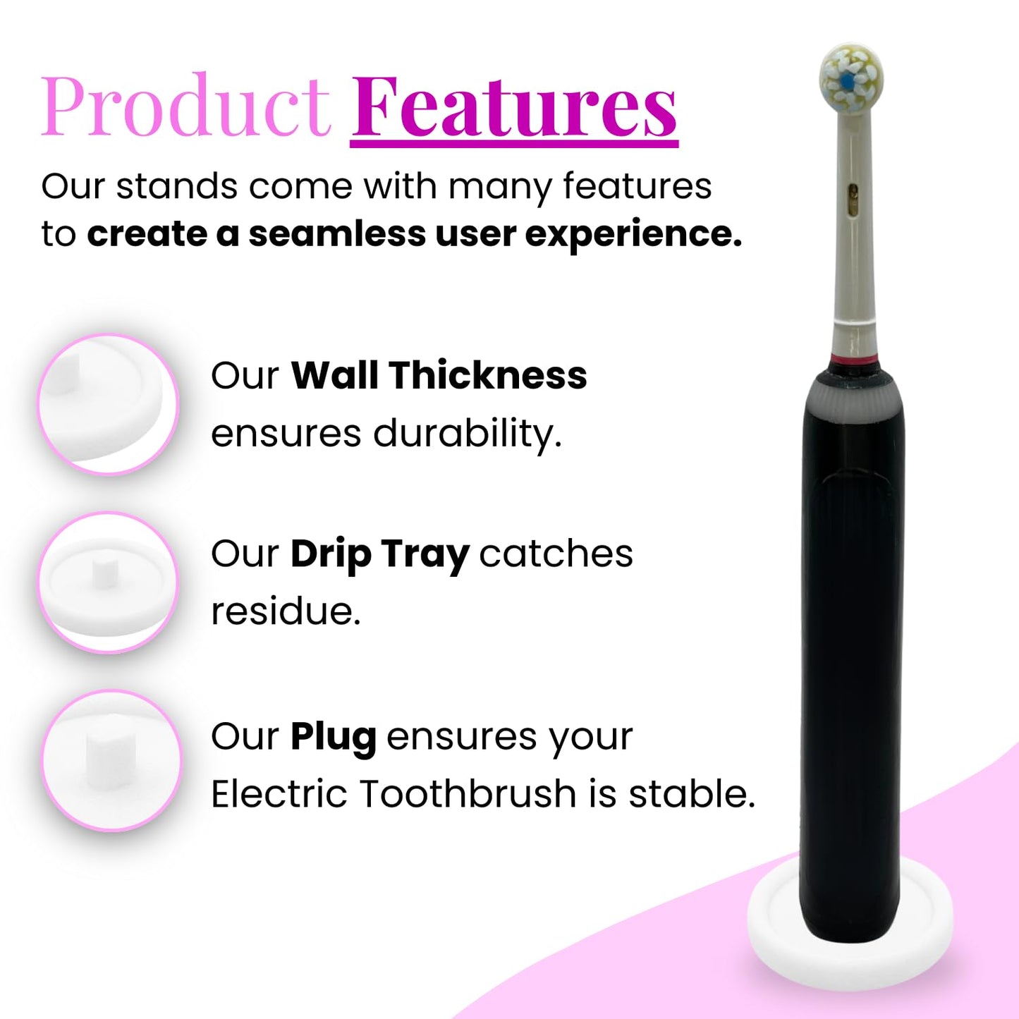 Oral Care Brand Electric Toothbrush Stand & Drip Tray (White, Single)