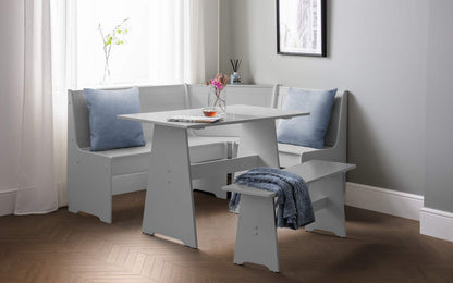 Julian Bowen Newport Corner Dining Set with Bench, Grey - H85.5 x W158cm