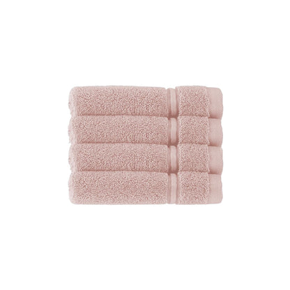 Christy Antalya Face Cloths | Set of 4 | 100% Turkish Cotton | 600GSM | Soft Plush Luxury Flannels | 4 Wash Cloths | Quick Dry | Pale Rose Pink