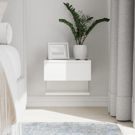 ComfortCove Wall Bedside Tables, Bedside Drawers with Storage Shelf, Hanging Bedside Cabinet, Slim End Wall Table with Storage Shelf, White. Size: W35