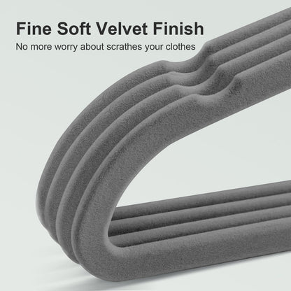 Wellong Kids Velvet Hangers Non-Slip Space Saving Swivel Hook 32 Pack Gray
