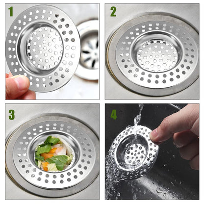 Stainless Steel Sink Filter, 2 Pcs Kitchen Sink Strainer Plug, Anti Clogging Drain Protector, Drainage Filter, Prevent Clogging, for Kitchen Sink