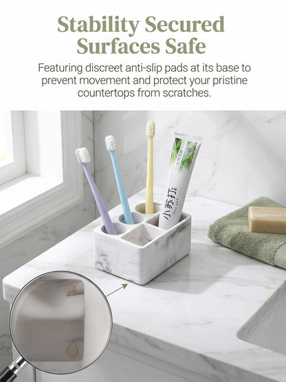 Zipplunk Diatomite Toothbrush Holder, Toothpaste Holder (Marble White)