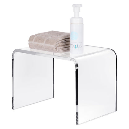 MYOYAY Clear Acrylic Shower Stool Acrylic Shower Bench Waterproof Transparent Chair for Bathroom Kitchen Bedroom Backless See Not-slip Shower Stool