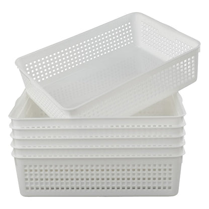 Gitany 6-Pack White A4 Basket Tray, A4 Rectangular Plastic Storage Basket