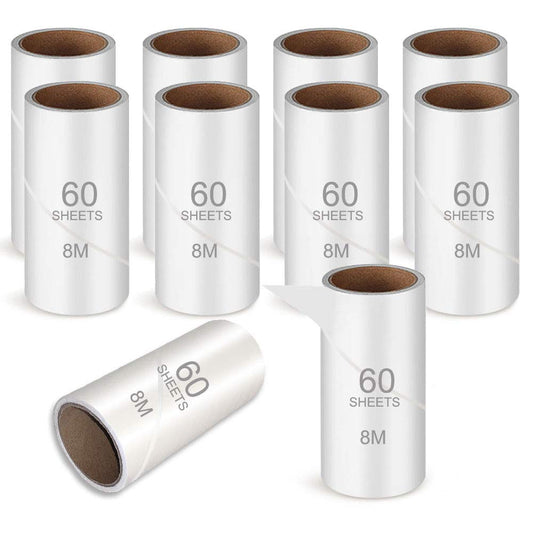 10 PCS Lint Roller Refill, 600 Sheets clothes roller sticky, Pet Hair Remover for Clothes, 80 Meters Pre-Cut Clothes Cleaner Roller, Extra Sticky Lint