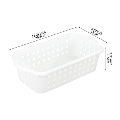 Cetomo Plastic Storage Baskets with Handle, Storage Boxes, Shelf Basket Organizer with Hole, Open Top Storage Bin for Shelves Home Kitchen Office