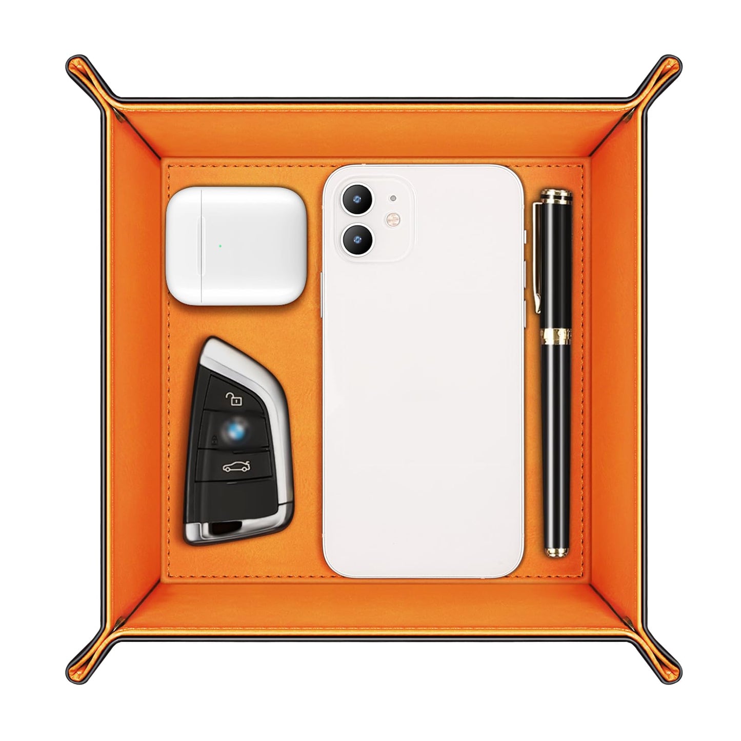 SITHON Valet Tray Premium PU Leather Desktop Storage Organizer