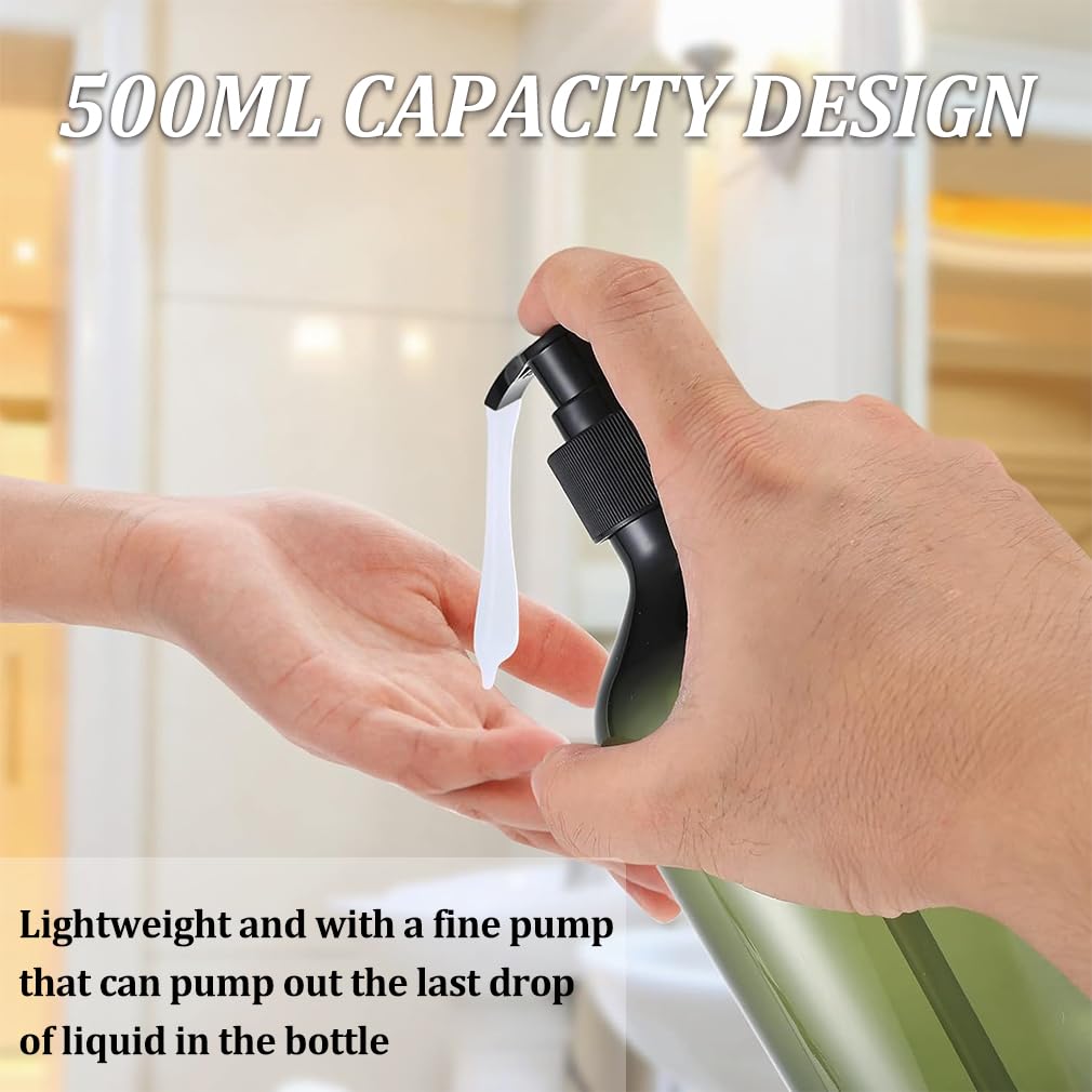 2 Pack Amber Soap Dispenser, 500ML/17oz Refillable Empty Press Pump Bottles, Plastic Liquid Soap Dispenser Storage Holder Container for Lotions
