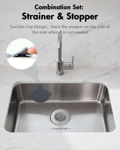 WOKDADA Reversible Kitchen Sink Strainer & Stopper, Easy-Clean & Anti-Clog Kitchen Sink Plug