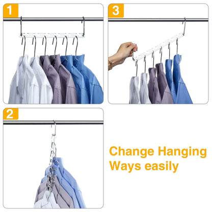 HOUSE DAY 4 Pack Metal Magic Hangers Space Saving Hangers Closet Space Saving Wardrobe Clothing Hanger Oragnizer, Updated Hook Design