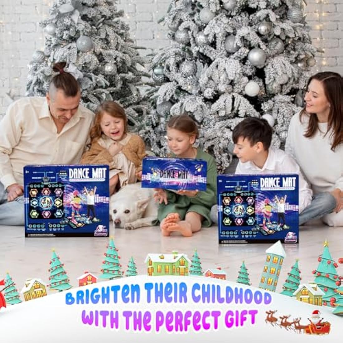 Dance Mat, 2024 Light Up 8-Button Dance Pad with Wireless Bluetooth, Upgraded Flowing Light Control System with Stands, Kids Toys Music Games Birthday for 3-12 Year Old Boys Girls