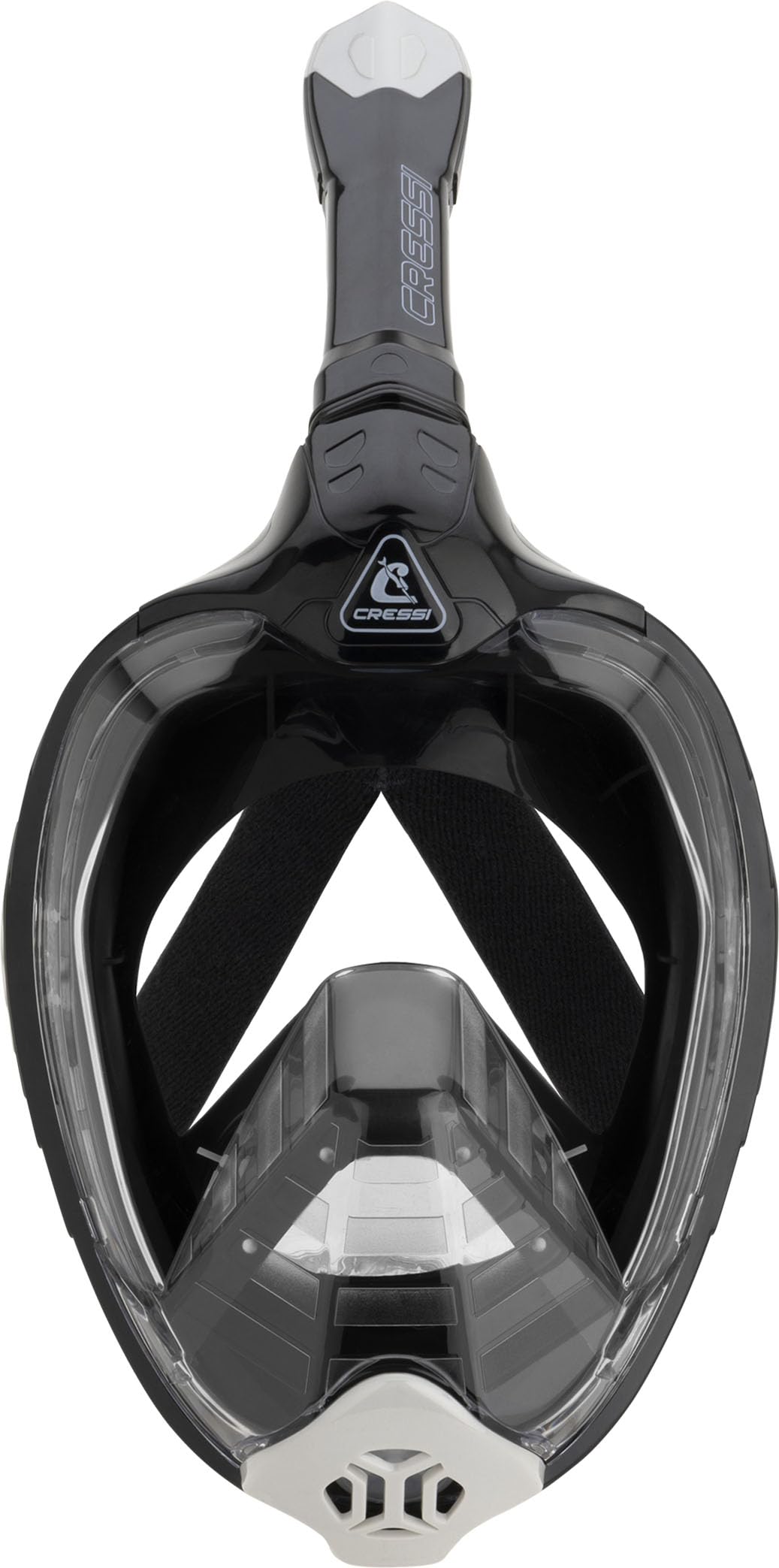 CRESSI Bali Full Face Mask Black/Grey S/M - Unisex Integral Snorkel Mask, Anti Fog Clear Lens, 100% Silicone, Dry Snorkel with Float Valve, Action Cam