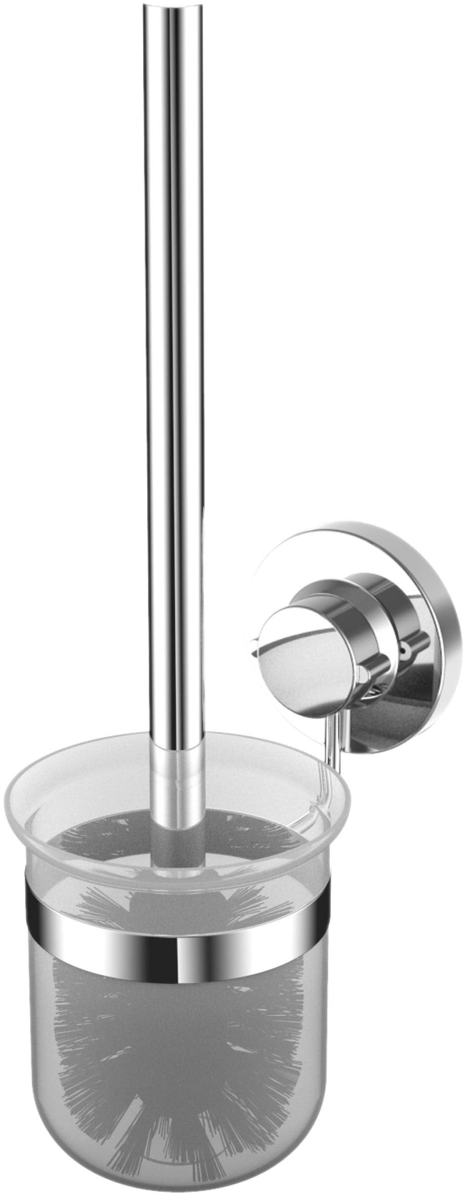 Cornat T340267 Toilet Brush Holder Set 3 Different Mounting Options with Suction Cup, Adhesive Pad and Drilling Plated, Chrome (Shiny)