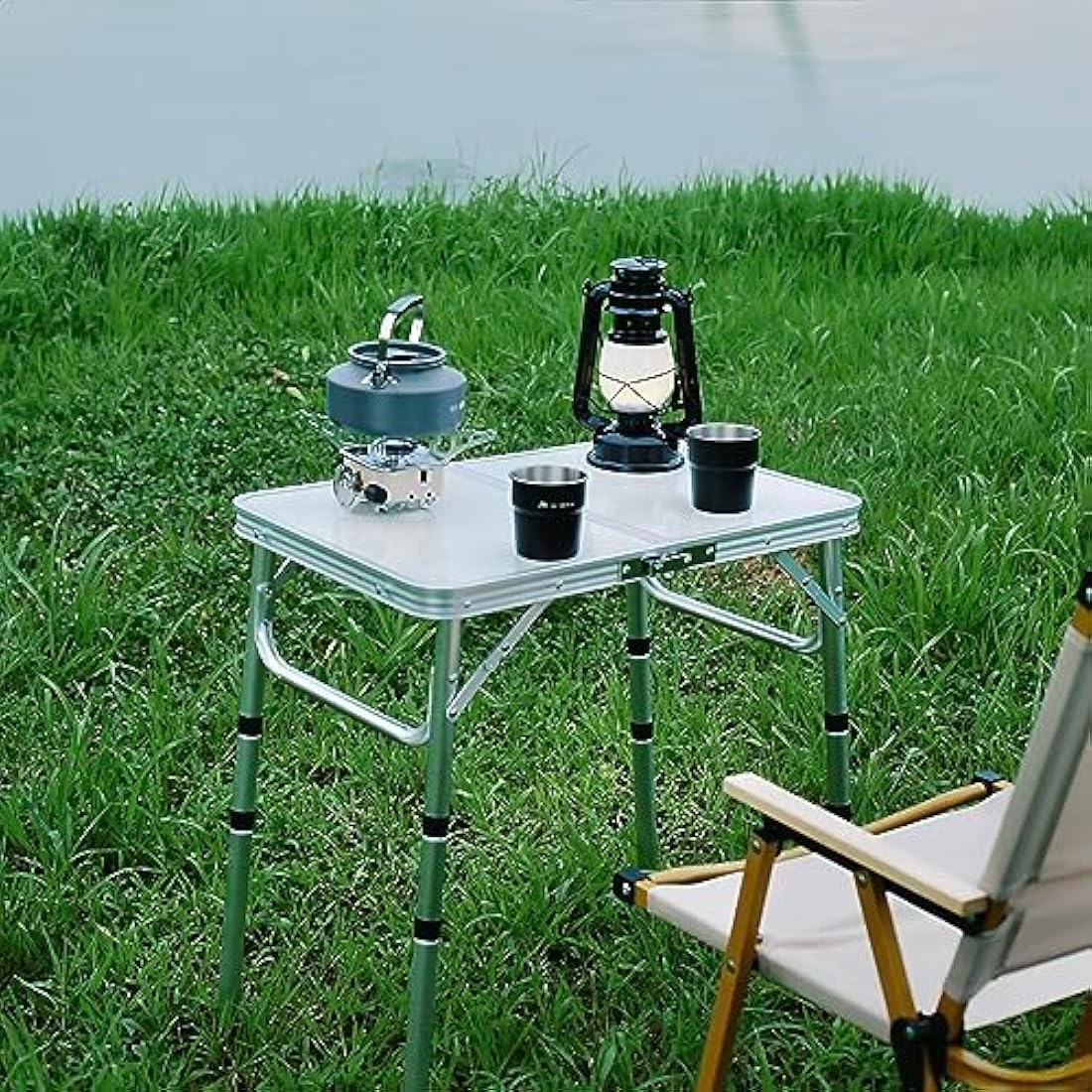 Yriuat Folding Camping Table 2ft Portable Pinic Table Adjustable Height Small Card Table Aluminum Foldable Lightweight with Carry Handle for Outdoor Indoor Hiking Camp BBQ Beach