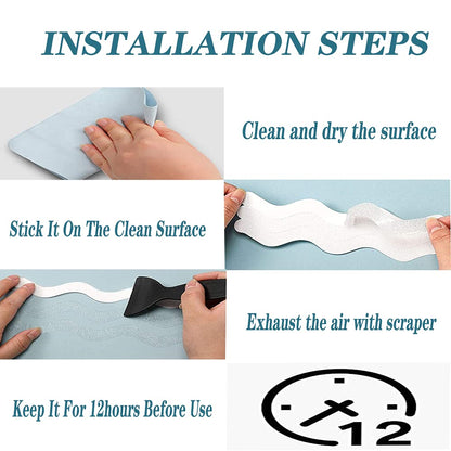 24 Pcs Non Slip Bathtub Stickers, Wave Non Slip Stickers, Shower Stickers, Transparent Self-Adhesive Non-Slip Strips Stickers for Bath Tub, Stairs