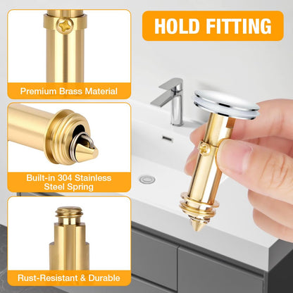 ABOHU Basin Pop Up Click Clack Brass Plug Bolt, 2 Pcs Basin Pop Up Click Clack Slotted Plug Bolt Assembly Basin Pop Up Plug Bolt Replacement Screw