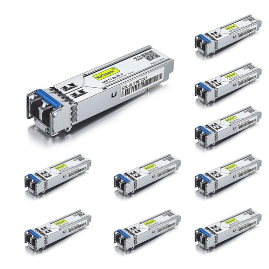 [10 Pack] 1G SFP LX LC Singlemode Module 10km, 1000Base-LX Mini-Gbic Transceiver Compatible for Cisco GLC-LH-SMD, Meraki, Ubiquiti UniFi UF-SM-1G,