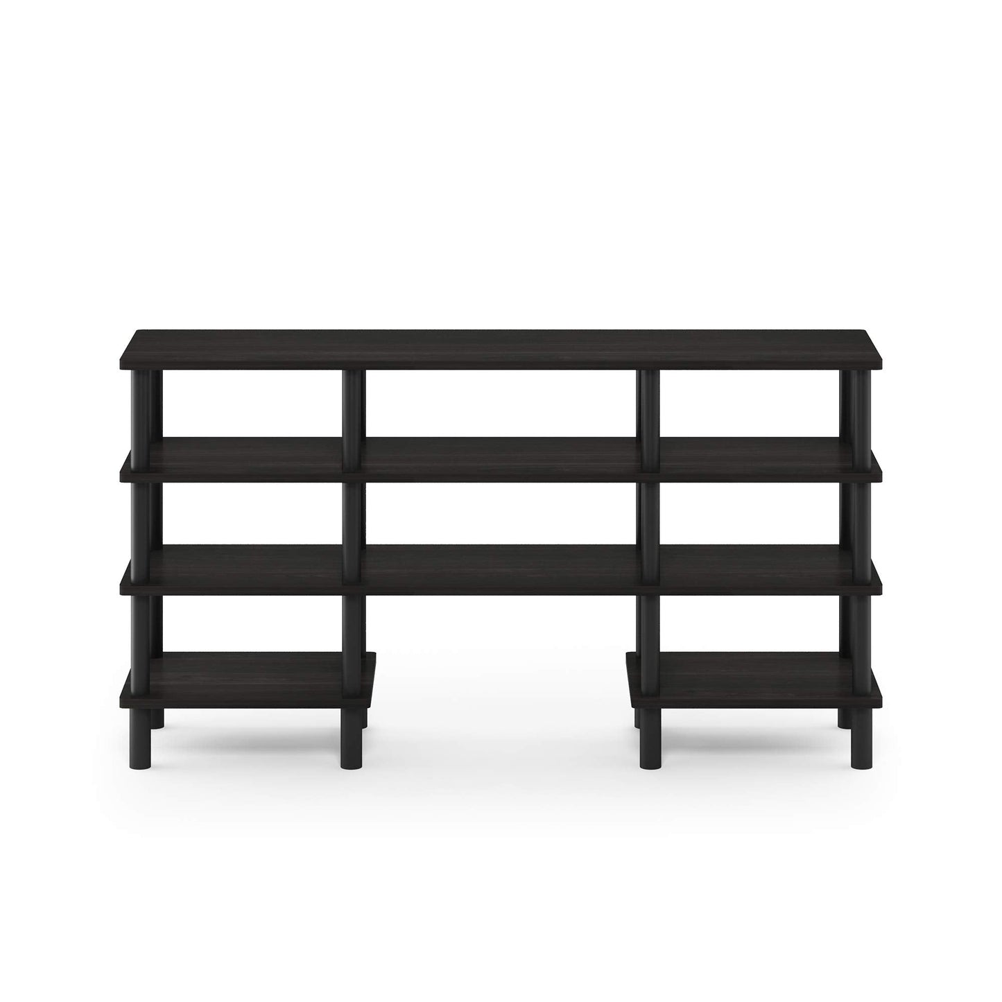 Furinno TURN-N-TUBE TV Stand, 4-Tier Multipurpose Wide Shelf Entertainment Center, TV Console for TV up to 55 Inch, for Living Room, Bedroom, Espresso
