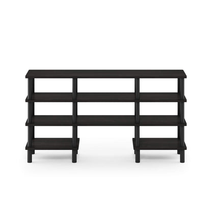 Furinno TURN-N-TUBE TV Stand, 4-Tier Multipurpose Wide Shelf Entertainment Center, TV Console for TV up to 55 Inch, for Living Room, Bedroom, Espresso