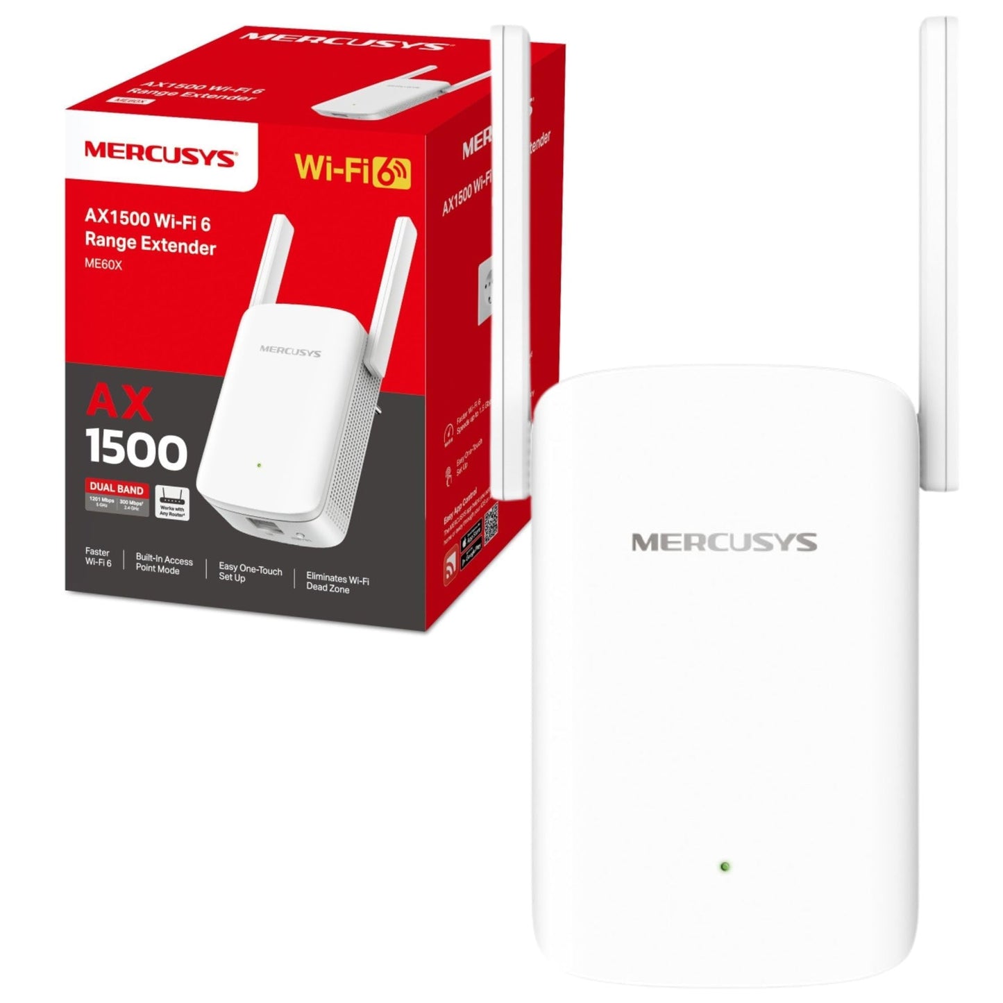 MERCUSYS ME60X WiFi 6 AX1500Mbps Extender and Internet Booster, Gigabit Ethernet Port, TP-Link WiFi Extender, WiFi Booster Range Extender, EasyMesh,